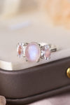 High Quality Natural Moonstone 925 Sterling Silver Three Stone Ring Moonstone - Tophatter Daily Deals