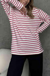 Round Neck Striped Dropped Shoulder T-Shirt Women's T-Shirts - Tophatter Daily Deals