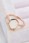 Opal Hexagon 925 Sterling Silver Ring Rose Gold Opal - Tophatter Daily Deals