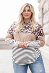 Plus Size Mixed Print Color Block Curved Hem Top Women's T-Shirts - Tophatter Daily Deals