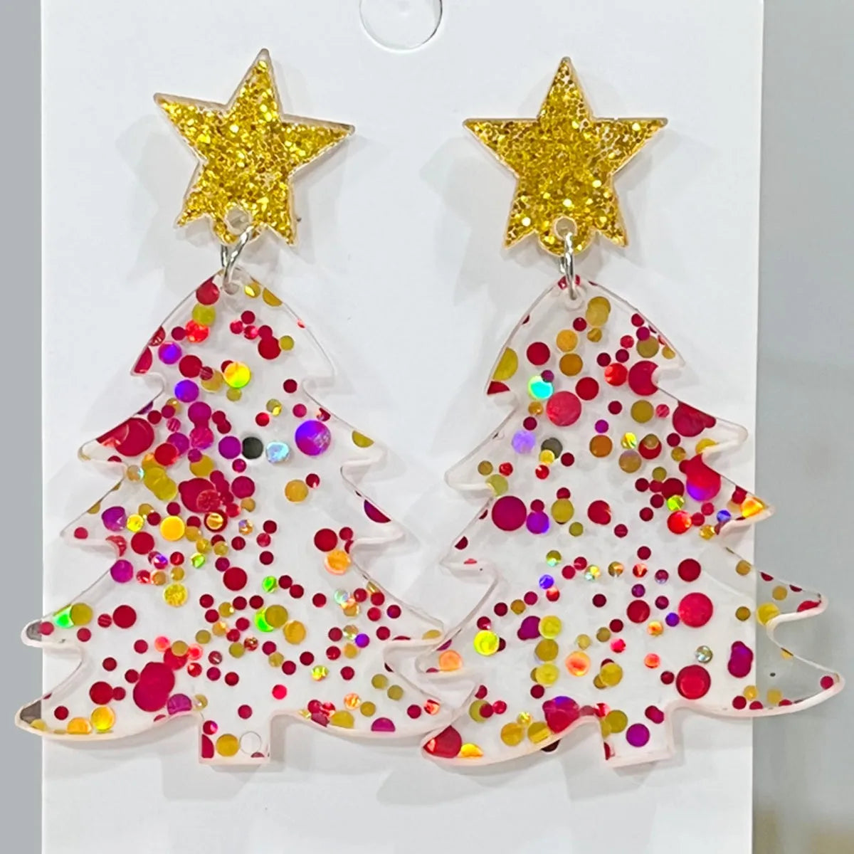 Christmas Tree Acrylic Dangle Earrings Deep Red One Size Earrings - Tophatter Daily Deals