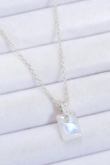925 Sterling Silver Natural Moonstone Pendant Necklace Silver One Size Moonstone - Tophatter Daily Deals