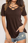 Crisscross Short Sleeve T-Shirt Burnt Umber Women's T-Shirts - Tophatter Daily Deals