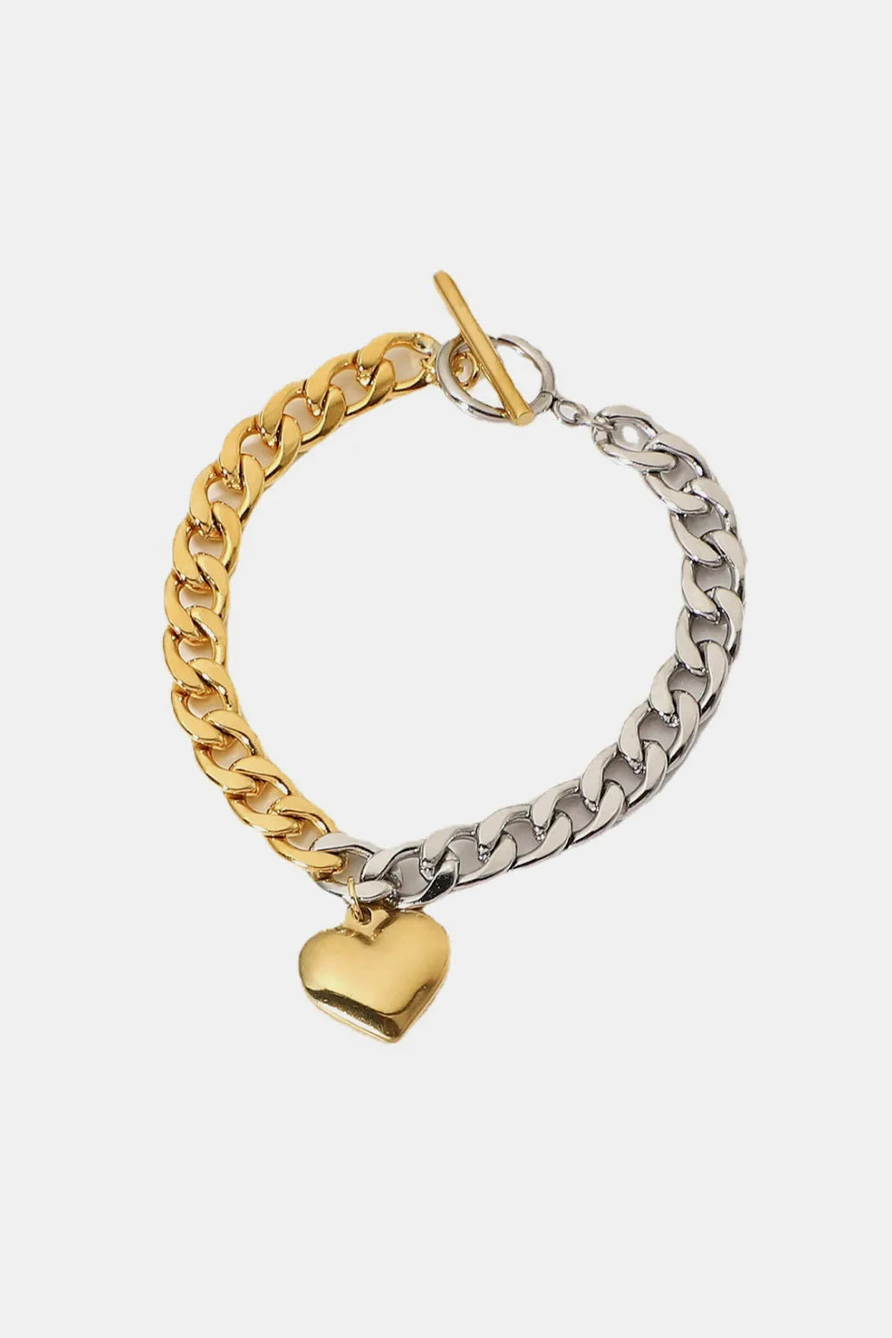 Chain Heart Charm Bracelet Gold Silver One Size Bracelets - Tophatter Daily Deals