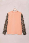 Leopard Puff Sleeve Spliced Top Blouses - Tophatter Daily Deals