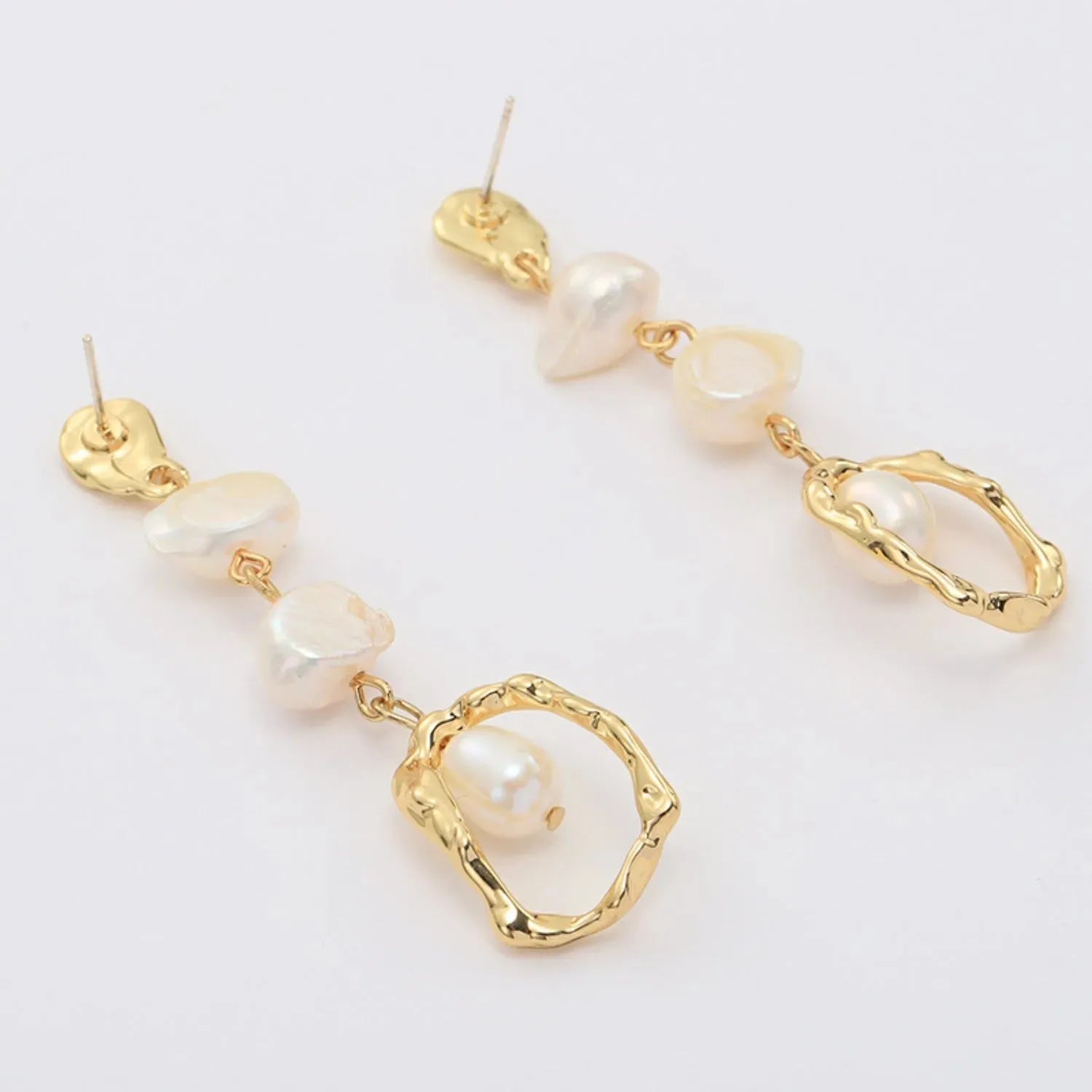 Gold-Plated Freshwater Pearl Earrings Earrings - Tophatter Daily Deals
