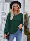 Shoulder Detail Round Neck Top Blouses - Tophatter Daily Deals