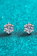 Inlaid Moissanite Stud Earrings Silver One Size Moissanite - Tophatter Daily Deals