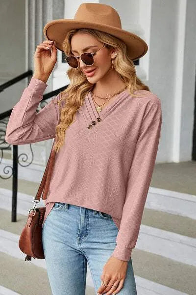 V-Neck Long Sleeve T-Shirt Women's T-Shirts - Tophatter Daily Deals