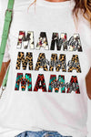 MAMA Graphic Cuffed Round Neck Tee Shirt Women's T-Shirts - Tophatter Daily Deals