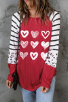 Heart Striped Raglan Sleeve T-Shirt Women's T-Shirts - Tophatter Daily Deals