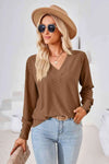 V-Neck Long Sleeve Blouse Blouses - Tophatter Daily Deals