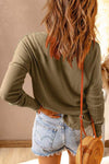 Waffle Knit Henley Long Sleeve Top Blouses - Tophatter Daily Deals