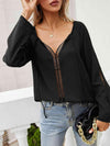 Tie Neck Long Sleeve Semi-Sheer Blouse Blouses - Tophatter Daily Deals