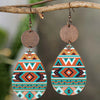 Geometric Wooden Teardrop Earrings Multicolor One Size Earrings - Tophatter Daily Deals