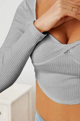 Ribbed Long Sleeve T-Shirt Women's T-Shirts - Tophatter Daily Deals
