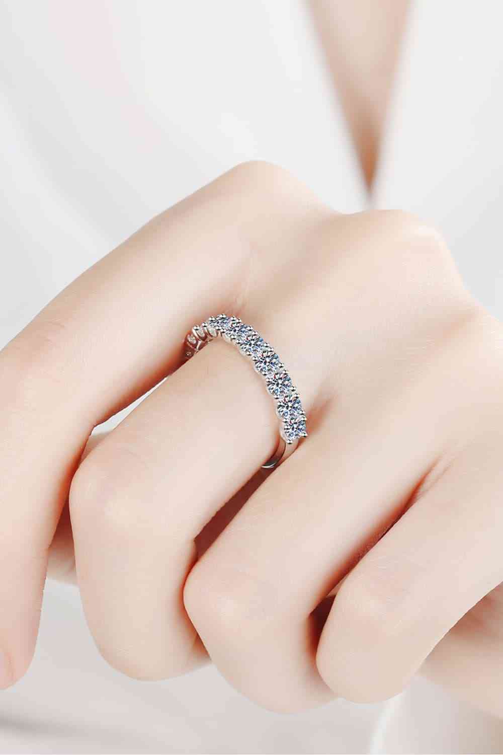 1 Carat Moissanite Half-Eternity Ring Moissanite - Tophatter Daily Deals