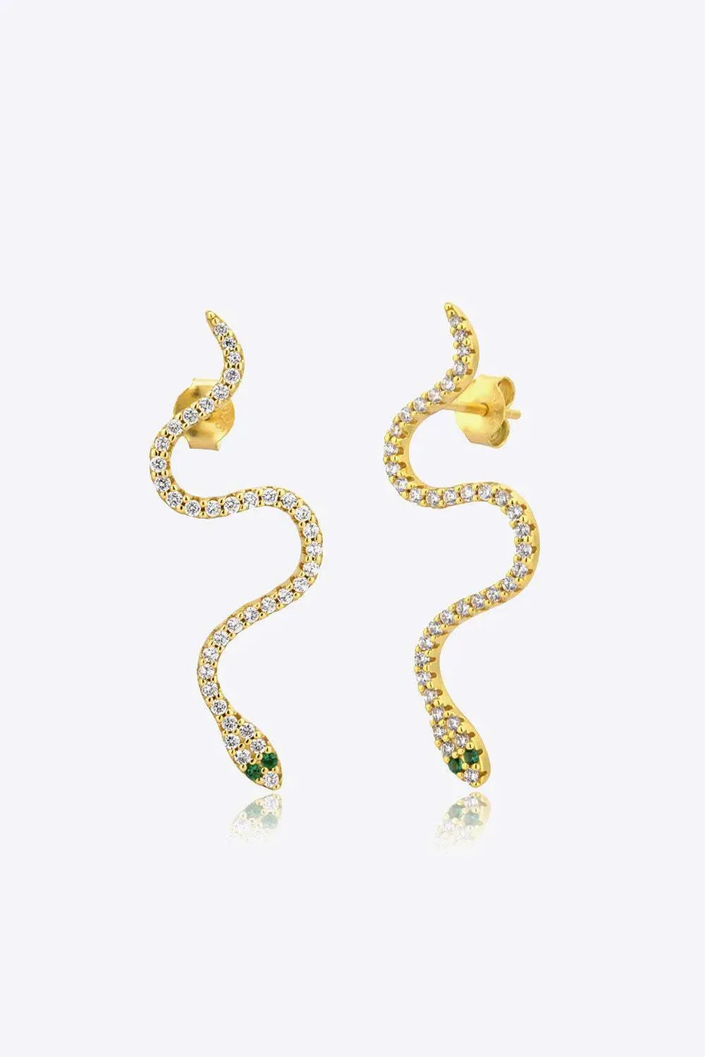 Snake-Shaped 925 Sterling Silver Earrings Gold One Size Earrings - Tophatter Daily Deals