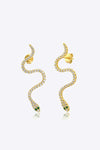 Snake-Shaped 925 Sterling Silver Earrings Gold One Size Earrings - Tophatter Daily Deals