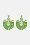 Raffia Grass Tassel Detail Dangle Earrings Gum Leaf One Size Earrings - Tophatter Daily Deals