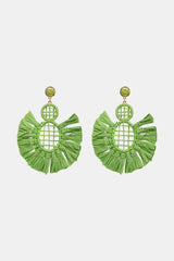 Raffia Grass Tassel Detail Dangle Earrings Gum Leaf One Size Earrings - Tophatter Daily Deals