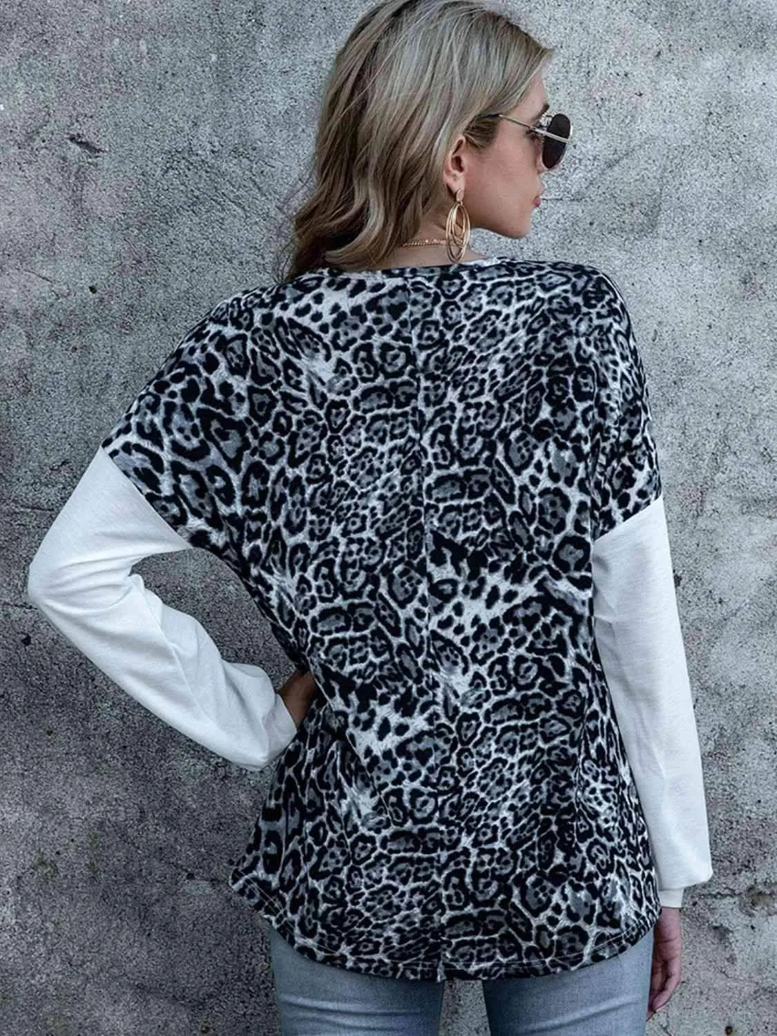 Leopard Decorative Button V-Neck Top Blouses - Tophatter Daily Deals