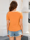 Decorative Button Round Neck Short Sleeve T-Shirt Women's T-Shirts - Tophatter Daily Deals