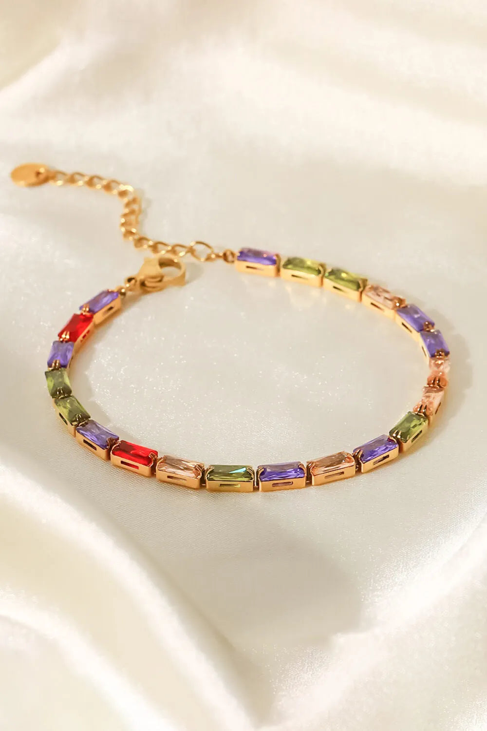 18K Gold Plated Multicolored Cubic Zirconia Bracelet Bracelets - Tophatter Daily Deals