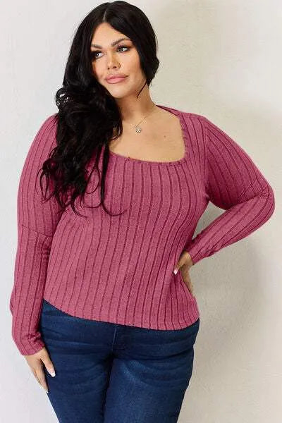 Basic Bae Full Size Ribbed Long Sleeve T-Shirt Women's T-Shirts - Tophatter Daily Deals