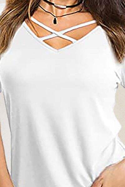 Crisscross Short Sleeve T-Shirt Women's T-Shirts - Tophatter Daily Deals