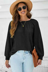 Waffle-Knit Long Raglan Sleeve Top Blouses - Tophatter Daily Deals