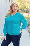 Basic Bae Full Size V-Neck Lantern Sleeve Blouse Blouses - Tophatter Daily Deals