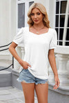 Eyelet Short Sleeve T-Shirt Women's T-Shirts - Tophatter Daily Deals