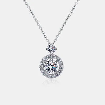 1 Carat Moissanite 925 Sterling Silver Necklace Silver One Size Moissanite - Tophatter Daily Deals