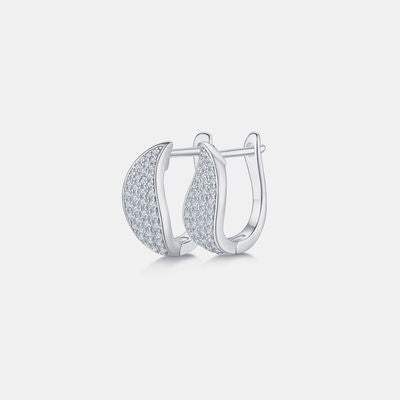 Moissanite 925 Sterling Silver Leaf Huggie Earrings Moissanite - Tophatter Daily Deals