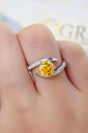 1 Carat Moissanite 925 Sterling Silver Ring Banana Yellow Moissanite - Tophatter Daily Deals