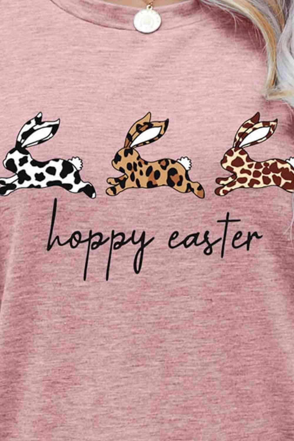 HOPPY EASTER Bunny Graphic Tee Shirt Women's T-Shirts - Tophatter Daily Deals