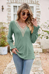 Eyelet V-Neck Smocked Flounce Sleeve Blouse Blouses - Tophatter Daily Deals