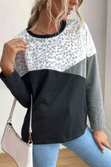 Leopard Color Block Pullover Women's T-Shirts - Tophatter Daily Deals
