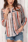 Multicolored Stripe Notched Neck Top Blouses - Tophatter Daily Deals