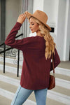 Decorative Button V-Neck Long Sleeve T-Shirt Women's T-Shirts - Tophatter Daily Deals