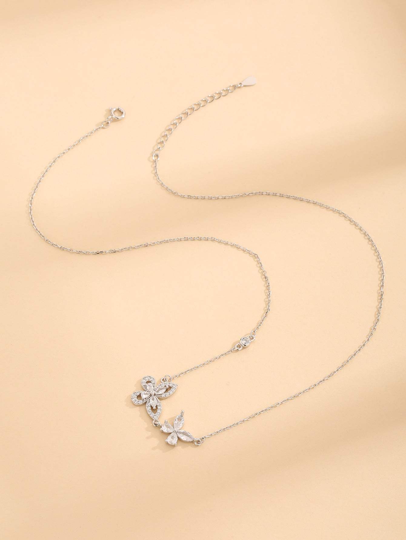 Zircon 925 Sterling Silver Butterfly Necklace Necklaces - Tophatter Daily Deals