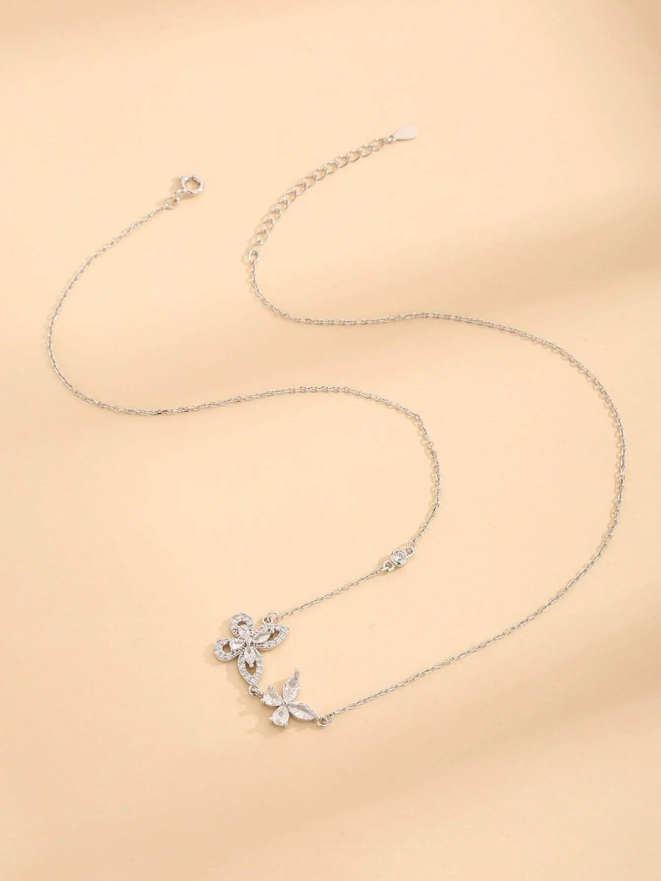 Zircon 925 Sterling Silver Butterfly Necklace Necklaces - Tophatter Daily Deals
