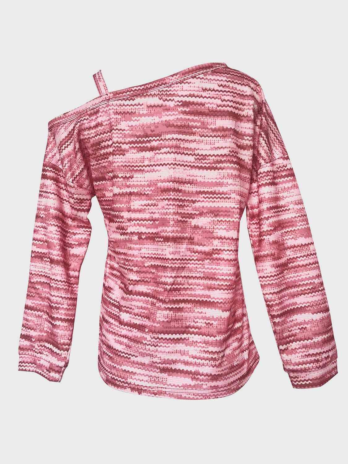 Heathered Asymmetrical Neck Long Sleeve T-Shirt Women's T-Shirts - Tophatter Daily Deals