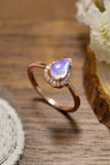 Moonstone Teardrop 925 Sterling Silver Halo Ring Moonstone - Tophatter Daily Deals