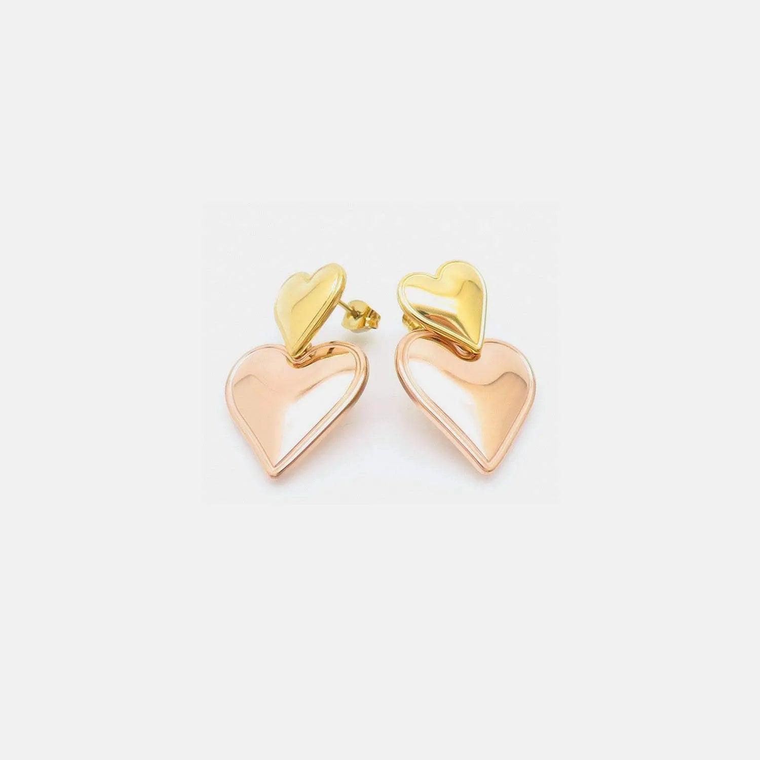 Stainless Steel Double Heart Earrings Gold Rose Gold One Size Earrings - Tophatter Daily Deals