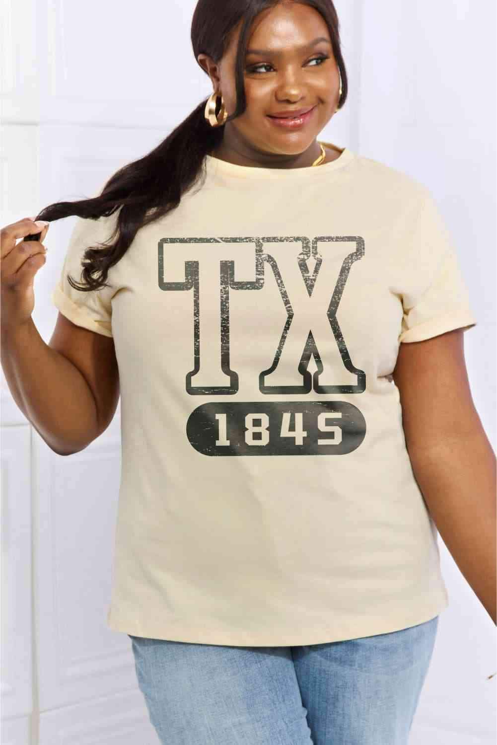 Simply Love Full Size TX 1845 Graphic Cotton Tee Women's T-Shirts - Tophatter Daily Deals