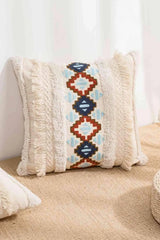 Embroidered Fringe Detail Decorative Throw Pillow Case Decorative Pillowcases - Tophatter Daily Deals