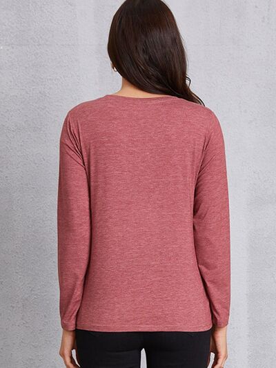 Graphic Round Neck Long Sleeve T-Shirt Women's T-Shirts - Tophatter Daily Deals