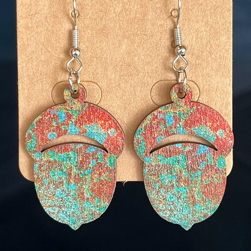 Wooden Dangle Earrings Style B One Size Earrings - Tophatter Daily Deals